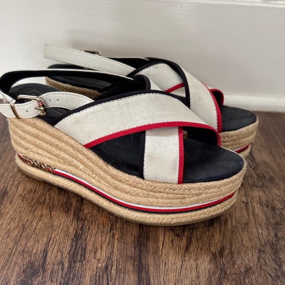 Tommy Hilfiger Women's Wedges - Black, White, and Red - Picture 1 of 7